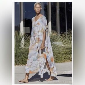 Johnny Was Mumu - Muumuu - Mu'umu'u - Maxi Kaftan Dress in Marble Print- Calme